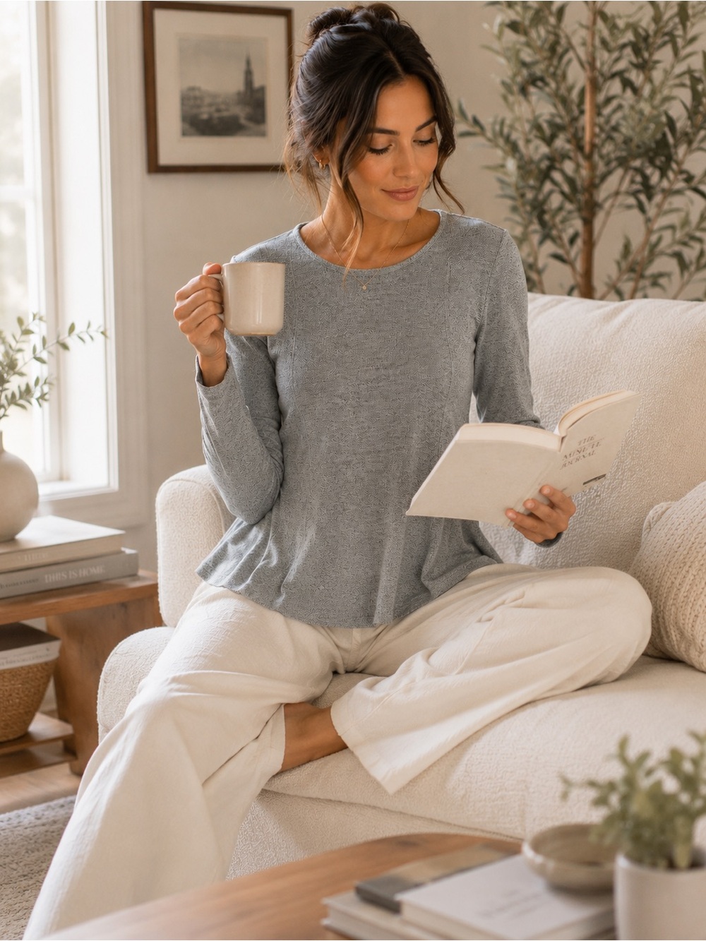 Gap Heather Gray Long Sleeve Knit Top | Small | Soft Flowy Hem